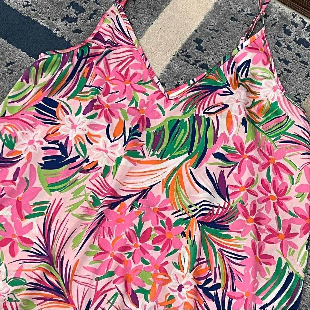 Vibrant Floral Print Sleeveless Pajama Set Size Large - Picture 8 of 13
